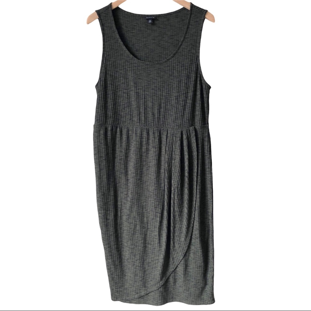 Torrid Sleeveless Ribbed Knit faux wrap sheath dress marled green 2x